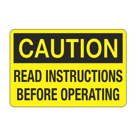 Caution Read Instructions Before Operating Decal